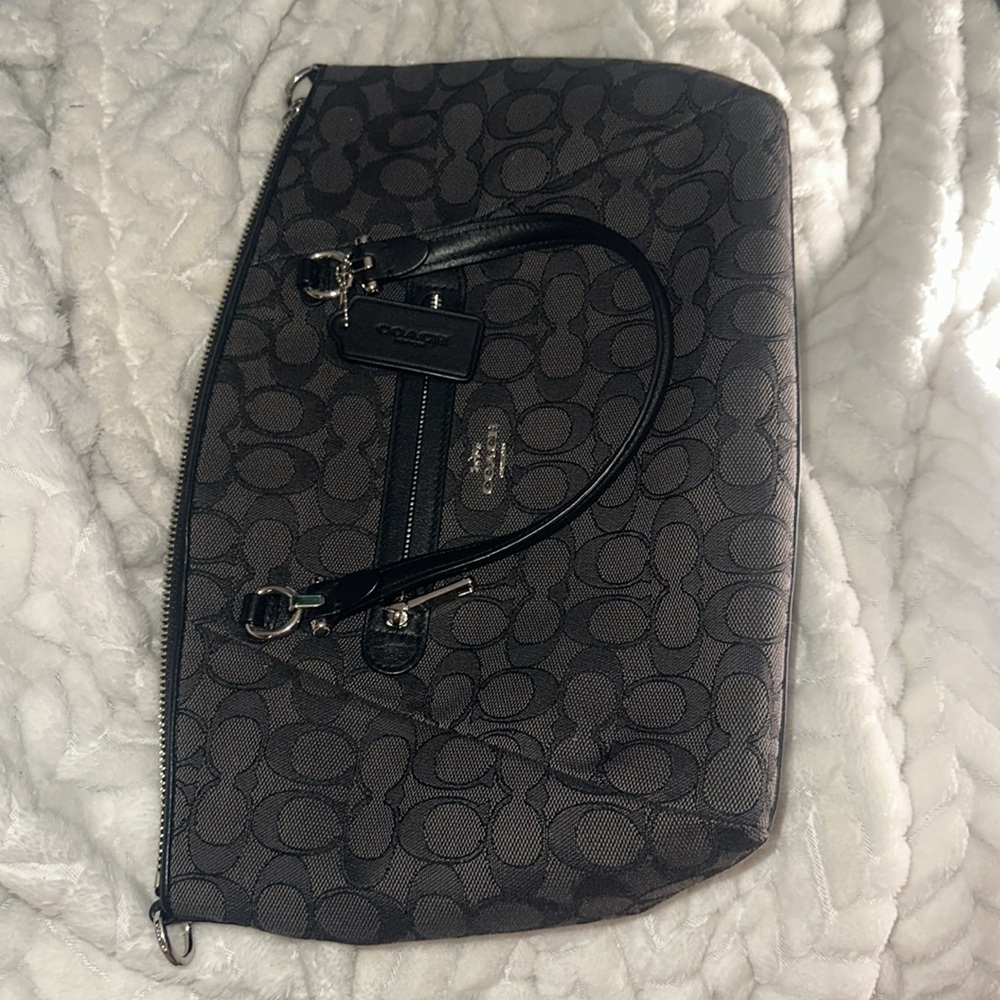 COACH Black/Grey Signature Canvas and Leather Prairie Satchel - Picture 4 of 4